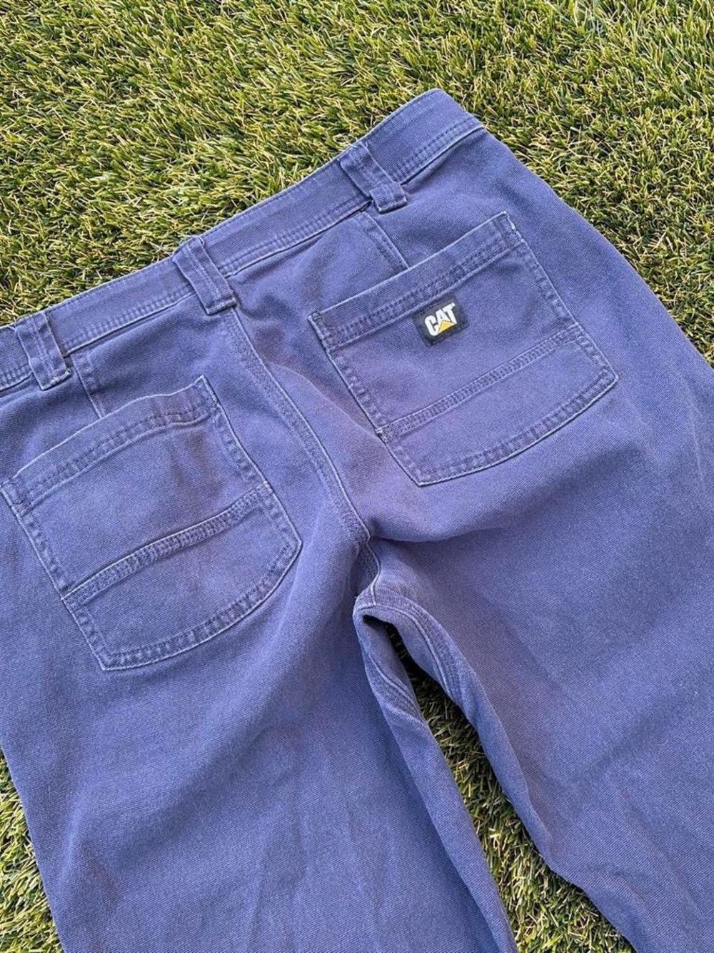 Insane CAT Caterpillar Workwear Navy Blue Canvas Pants 32x34